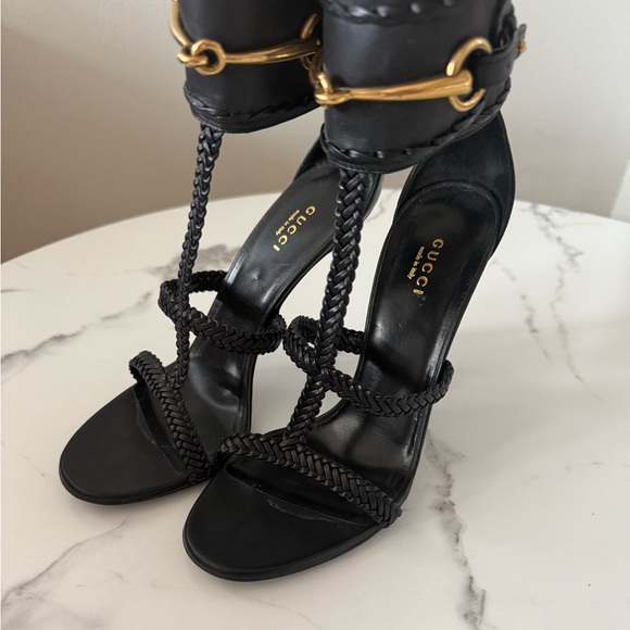 Gucci Shoes - Gucci Ursula Leather Braided Straps Gladiator Sandals Gold Horsebit Ankle Cuff